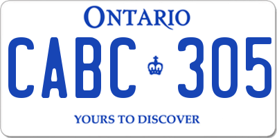 ON license plate CABC305