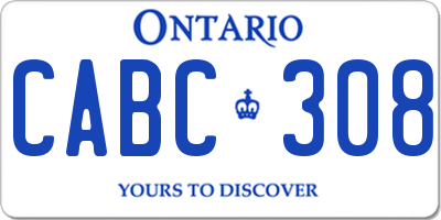 ON license plate CABC308