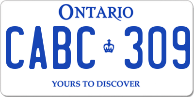 ON license plate CABC309