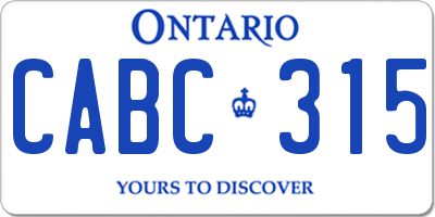 ON license plate CABC315