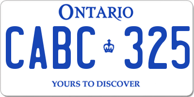 ON license plate CABC325