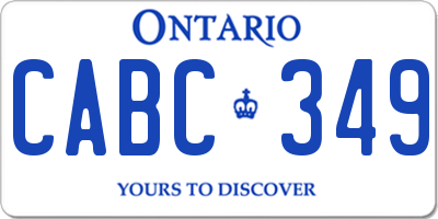 ON license plate CABC349