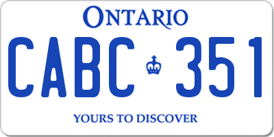 ON license plate CABC351