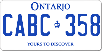 ON license plate CABC358