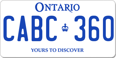 ON license plate CABC360