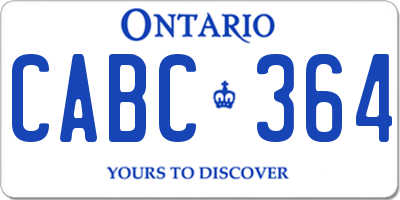 ON license plate CABC364