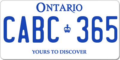 ON license plate CABC365