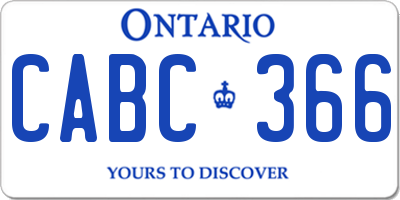 ON license plate CABC366