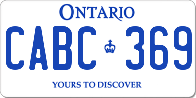 ON license plate CABC369