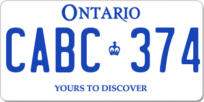 ON license plate CABC374