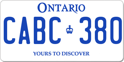 ON license plate CABC380