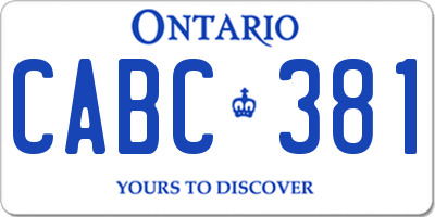 ON license plate CABC381