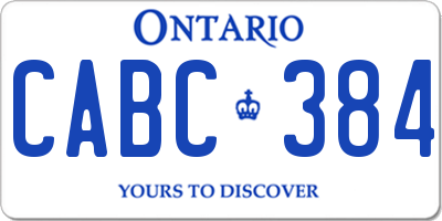 ON license plate CABC384