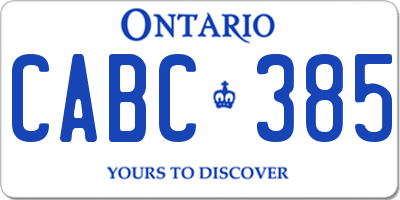 ON license plate CABC385