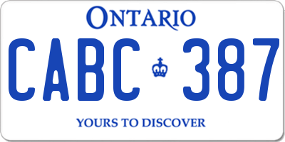 ON license plate CABC387