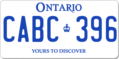 ON license plate CABC396