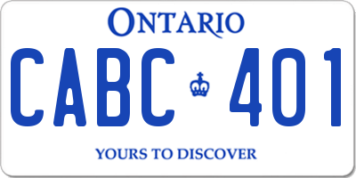 ON license plate CABC401