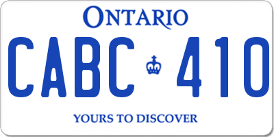 ON license plate CABC410