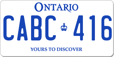 ON license plate CABC416