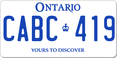 ON license plate CABC419