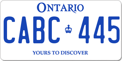 ON license plate CABC445