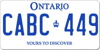 ON license plate CABC449