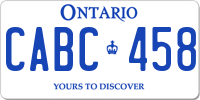 ON license plate CABC458