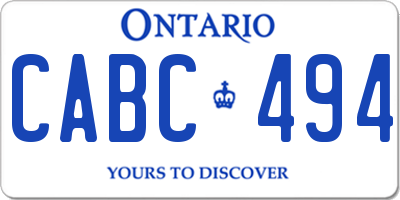 ON license plate CABC494