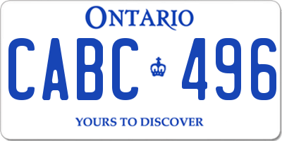 ON license plate CABC496