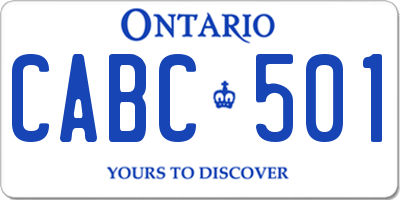 ON license plate CABC501