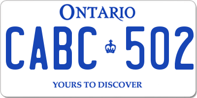 ON license plate CABC502