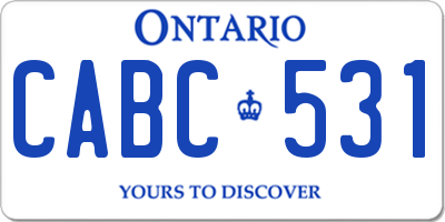 ON license plate CABC531