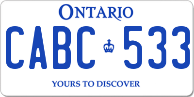 ON license plate CABC533