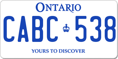 ON license plate CABC538