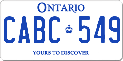 ON license plate CABC549