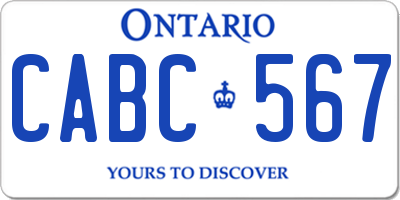 ON license plate CABC567