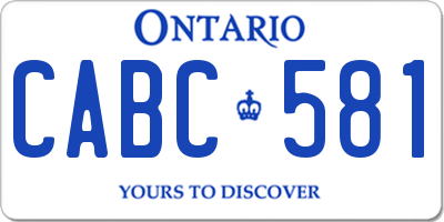 ON license plate CABC581