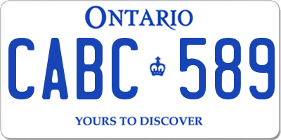 ON license plate CABC589