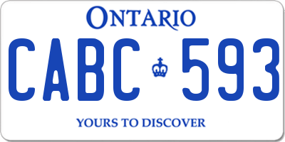 ON license plate CABC593