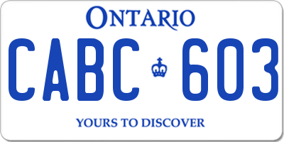 ON license plate CABC603