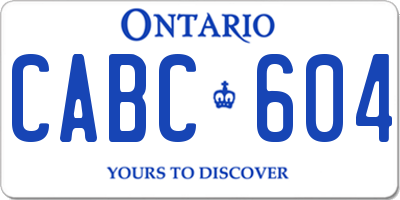 ON license plate CABC604