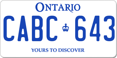 ON license plate CABC643