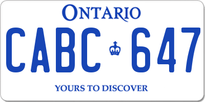 ON license plate CABC647