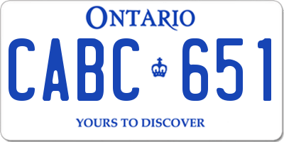 ON license plate CABC651