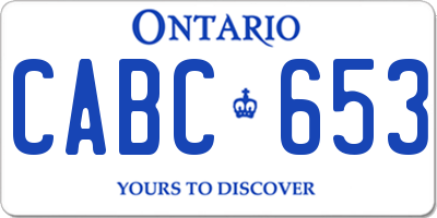 ON license plate CABC653