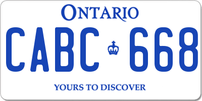 ON license plate CABC668