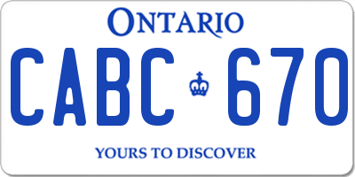 ON license plate CABC670