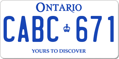 ON license plate CABC671