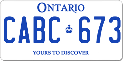 ON license plate CABC673