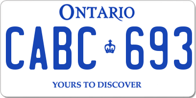 ON license plate CABC693